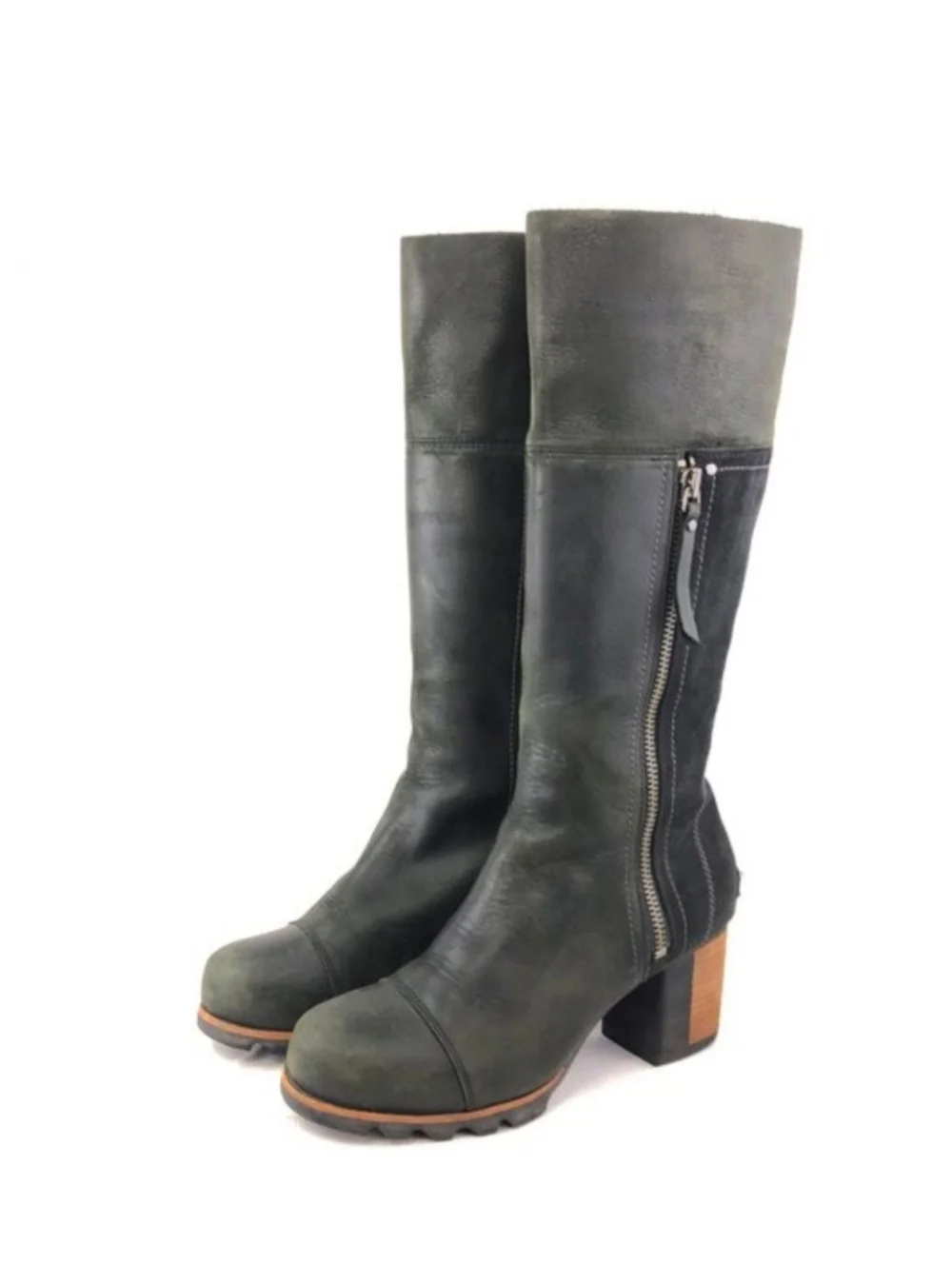 Sorel Addington Tall Black Leather Boots 8 - Picture 1 of 5